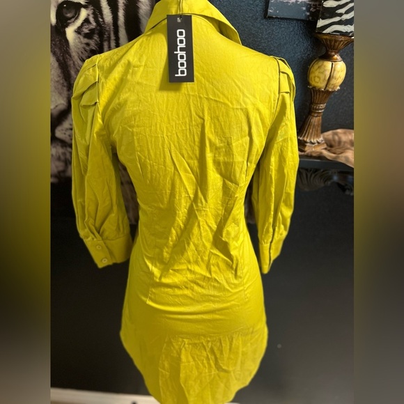 NWT—BOOHOO COTTON POPLIN PUFF SLEEVE SHIRT DRESS SZ 4 - Picture 10 of 11